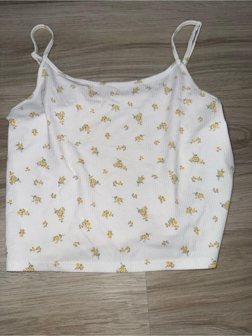 American Eagle Women’s White Floral Ribbed Cami Tank Top